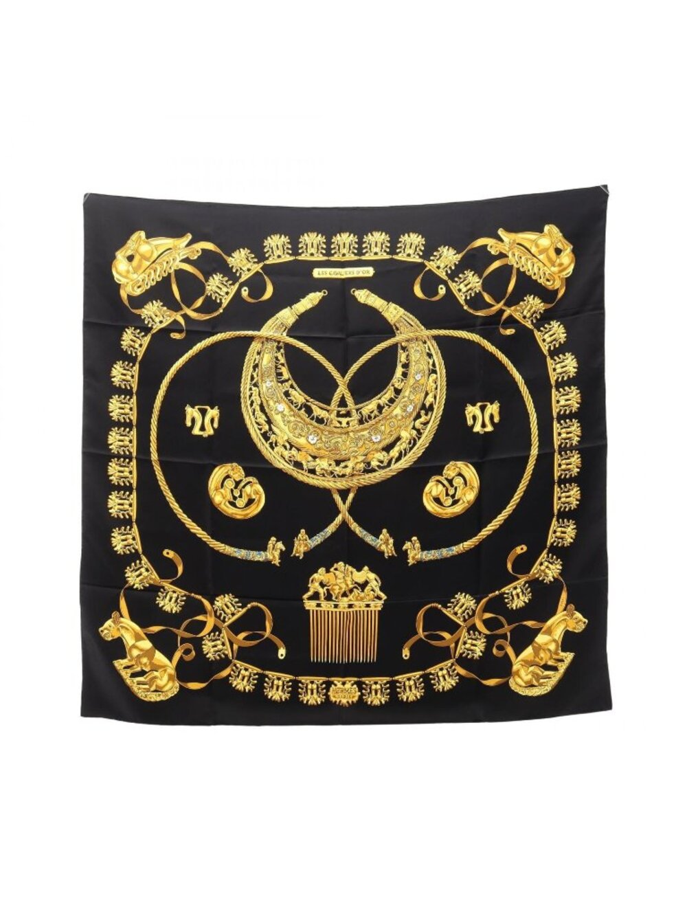 Hermes Scarf Carre 90 les Cavaliers D'or Silk - Picture 1 of 7